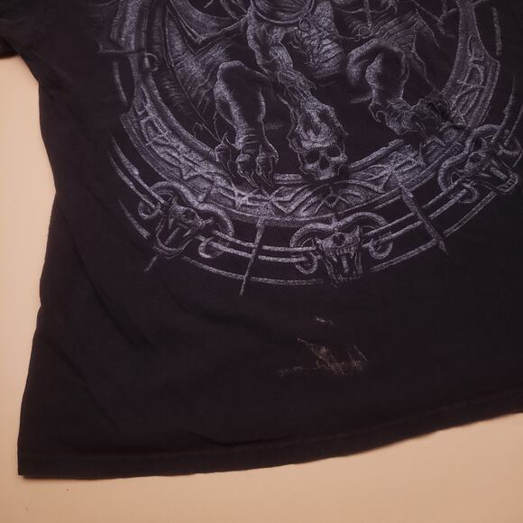 Vintage y2k Dragon Fantasy Gothic Blackout Faded Distress Golem Skull Chain - Picture 4 of 7